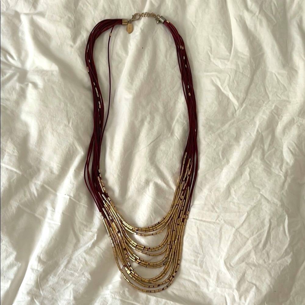 Tasha Gold and Burgundy Layered Necklace